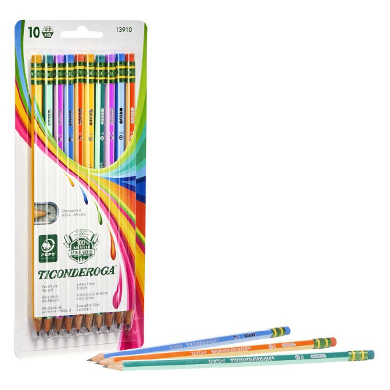 Ticonderoga® Pencils, #2 Soft, Neon Stripes, Presharpened, 10 Per Pack, 6 Packs, 2 of 7