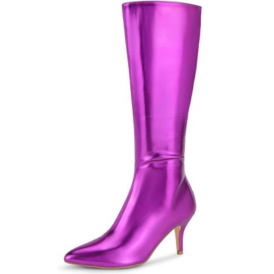 Perphy Women's Pointy Toe Stiletto Heels Knee High Boots