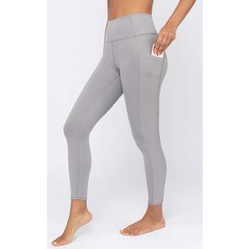 Yogalicious Womens Lux Streamline High Waist Side Pocket Ankle Leggings with Interlink Ribbed Contrast Side Panel Contour
