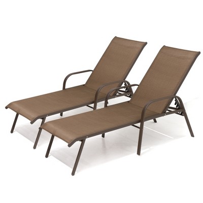 Pellebant Outdoor Adjustable Chaise Lounge Chairs (Set of 2)