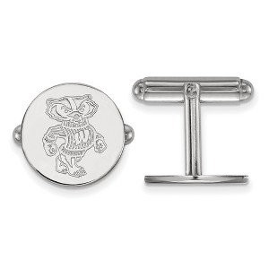 Black Bow Jewelry Sterling Silver Wisconsin Badgers NCAA Cuff Links - 1 of 3