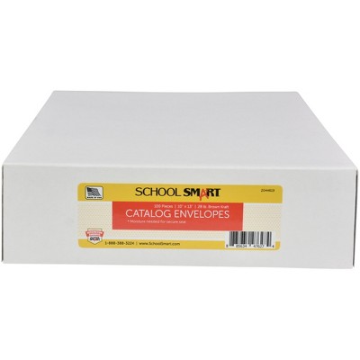 School Smart No Clasp Envelopes with Gummed Flap, 10 x 13 Inches, Kraft Brown, Box of 100