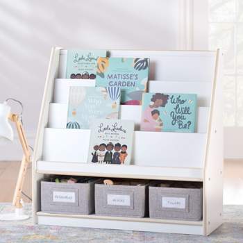 UTEX Kids Bookshelf and Toy Storage Organizer Book Rack Bookcase Storage  for Kids with Rolling Toy Drawer White