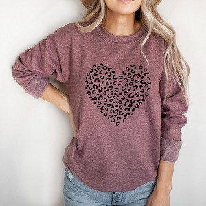 Simply Sage Market Women's Graphic Sweatshirt Valentine Leopard Heart - 1 of 4