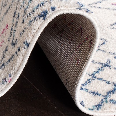 Ivory and Navy Synthetic Square Area Rug, 9' x 9'