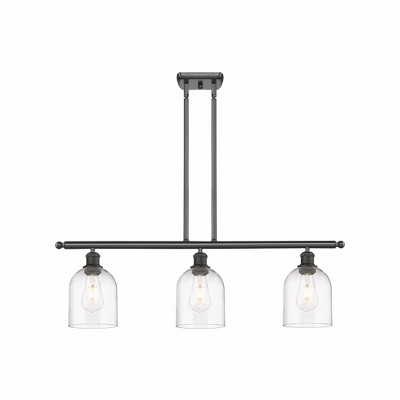 Bella - 3 Light Stem Hung Island In Industrial Style-10 Inches Tall and 36 Inches Wide