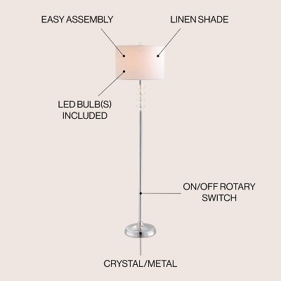 Arc 60.5" White Cotton and Crystal LED Floor Lamp