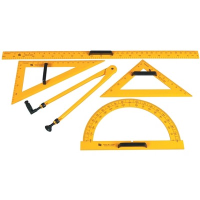School Smart Drafting Tools Kit, Yellow, Set of 5