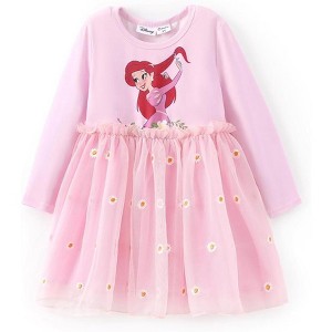 Disney Princess Toddler Dress  Long Sleeve Embroidered Daisy Double-Layered Tulle Winter Birthday Party Outfit - 1 of 4