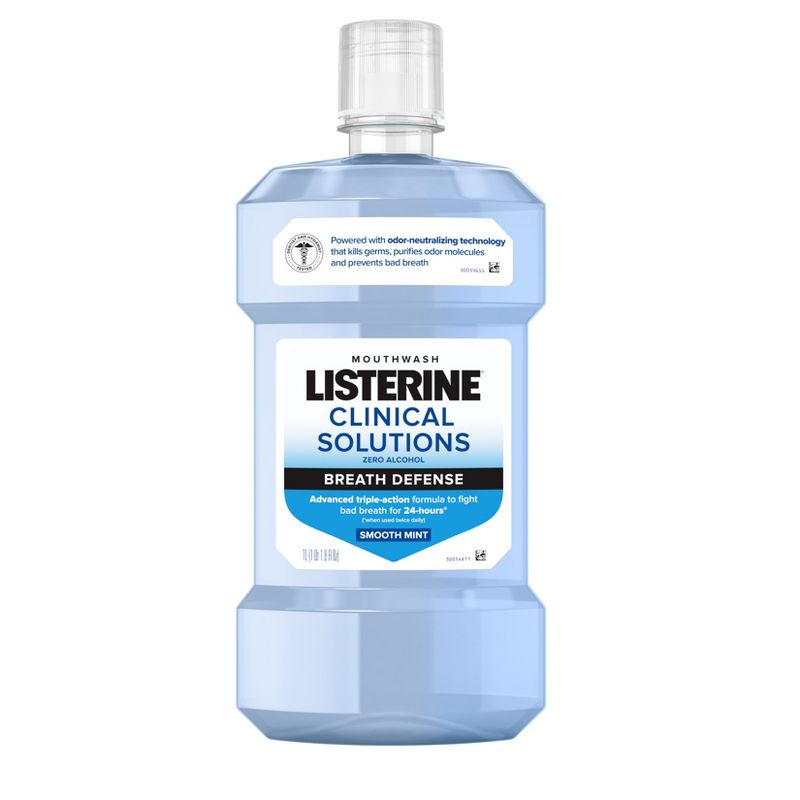 Listerine Clinical Solutions Breath Defense Mouthwash Smooth Mint -1L, 1 of 9