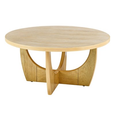 NicBex Modern 36" Round Wood Coffee Table with Cross Legs for Living Room and Office