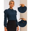 Allegra K Women's Elegant Mock Neck Tie Back Puff Sleeve Office Blouses - 2 of 4