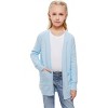 BLUEMING Girls Solid Color Knit Cardigan Long Sleeve Button Front Sweater with Pockets Adorable Loose Fit Kids Outerwear - 2 of 4