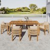 Christopher Knight Home Corin Rustic 7 Piece Outdoor Acacia Wood Woven Rope Dining Set with Slatted Table and Cushions, Beige/Teak - 2 of 4