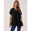 INSPIRE CHIC Women's Summer Babydoll Casual V Neck Loose Short Sleeve Peplum Tunic Blouse - 3 of 4