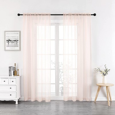 Kate Aurora 2 Piece Rose Pink Colored Rod Pocket Sheer Voile Window ...