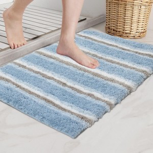 Home Weavers Glamour Collection 100% Polyester Microfiber Bathroom Rug, Non Slip Bath Mat Water Absorbent Soft Microfiber Shaggy Mat Machine Washable - 1 of 4