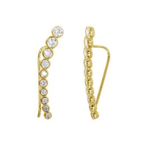 Adornia 14k Gold Plated Bezeled Ear Climber Earrings - 1 of 3