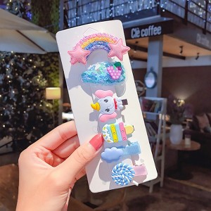 MyKids-Usa Sweet Girls Candy Color Cartoon Pattern BB Clips One-word Hair Clips 1 BaG - 1 of 4