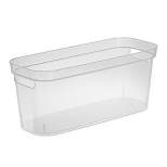 Sterilite 6.25x6.25x15 Inch Narrow Modern Storage Bin w/ Comfortable Carry Through Handles and Banded Rim for Household Organization, Clear (16 Pack)