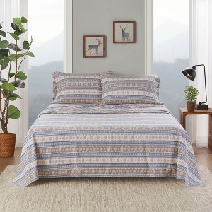 Sapphtopaz Twin/Full Comforter Set with 1 Flat Sheet,1 Fitted Sheet,1/2 Pillowcase,Blue Snowflake Bed Set for All Seasons,Machine Washable - 1 of 4
