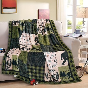 Bigfoot and Sasquatch Flannel Throw Blanket Christmas Gift. - 1 of 4