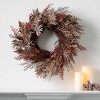 27"H Sullivans Fall Fern Wreath For Front Door, Brown - 3 of 3
