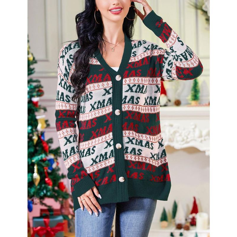 Whizmax Women's Ugly Christmas Sweater Open Front Caidigans Knitted Long Sleeve Sweaters Cardigan, 4 of 7