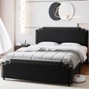 Bed Frame, Velvet Upholstered Platform Bed Frame with Rivet Decor Headboard and Strong Wood Slat Support - 3 of 4