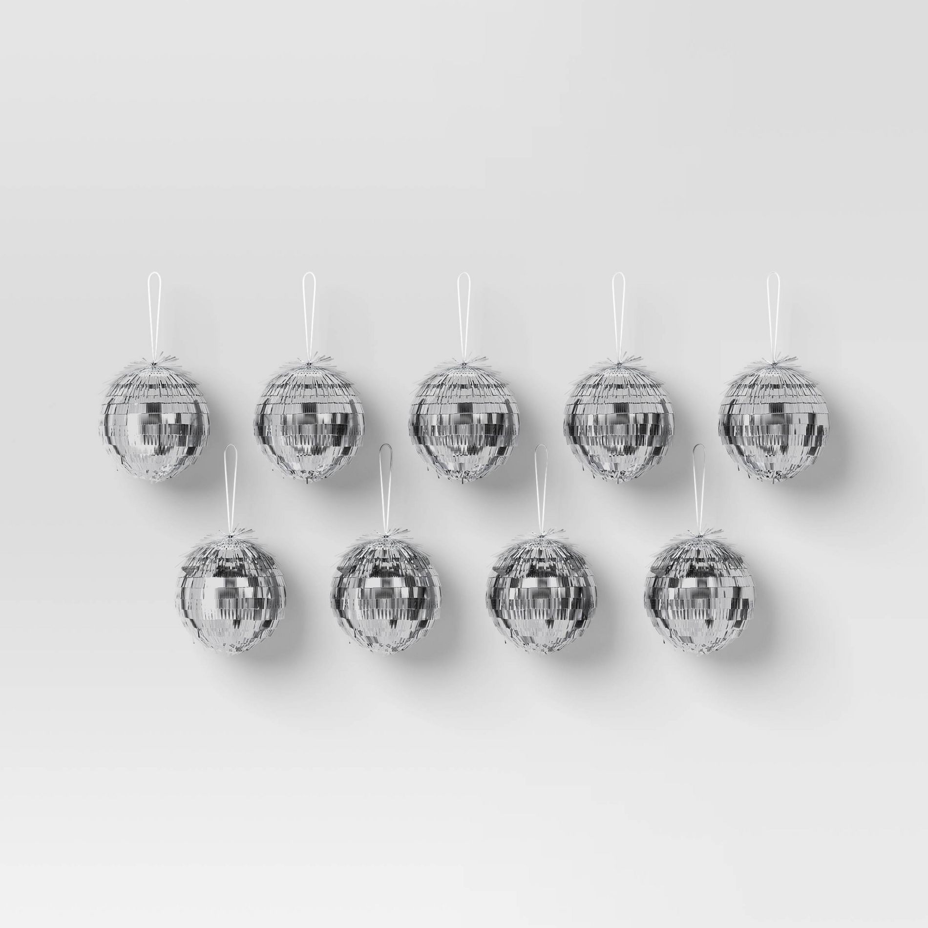 9ct Christmas Long Tinsel Ball Ornament Set Silver - Wondershop™