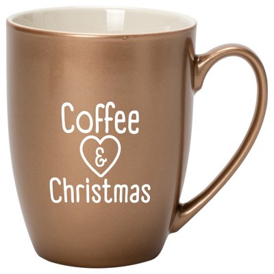 Elanze Designs Coffee & Christmas Bronze 10 ounce New Bone China Coffee Cup Mug