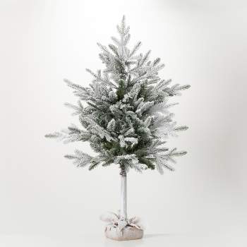 Artificial Flocked Pine Tree In Bag Green 48"H