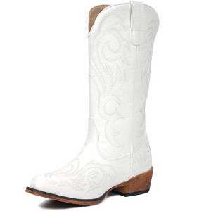 IUV Cowboy Boots for Women Pointy Toe Women's Western Boots Cowgirl Boots Brown/White/Black - 1 of 4