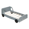 Sapphtopaz Car-Shaped Bed Frame for Kids with Headboard Platform Bed with Wheels and Slats for Boys & Girls, Bedroom, Nursery - 3 of 4