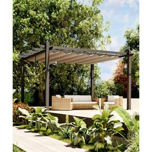 Aluminum Pergola, Outdoor Metal Pergola with Adjustable Canopy, Reinforced Frame Outdoor Shelter for Backyard, Garden and Deck - 1 of 4