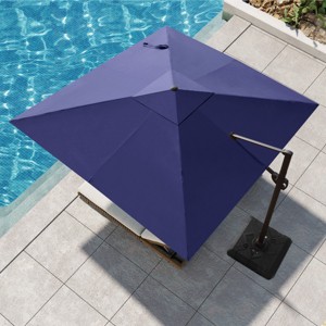 Pellebant 10.5FT Square Cantilever Umbrella Outdoor 360 Degree Rotation Offset Umbrella 6 Heights Adjustable with Base - 1 of 4