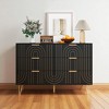 Mshliw Modern 6-Drawer Dresser with Carved Design and Metal Handles, Wide Chest of Drawers with Gold Legs for Bedroom, Living Room, or Hallway - 2 of 4
