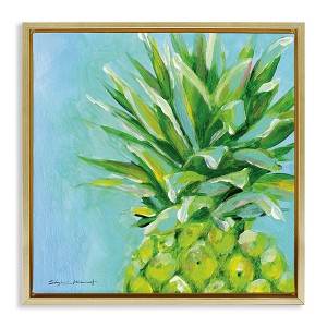 Stupell Industries Tropical Pineapple on Blue Floating Frame Canvas Art - 1 of 4