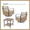 YARDSIGHT 3-Piece Patio Swivel Rocker Conversation Set with 2 Armchairs and 1 Wicker Side Table, Wood-Look Metal Tabletop and Olefin Cushions - 2 of 4