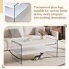 MAYEERTY Double-Layer Rectangular Coffee Table - White Grain MDF, Glass Sides, Multi-Occasion. - 4 of 4