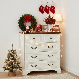 Homy Casa 5-Drawer Farmhouse Dresser, Rustic Wood Storage Chest for Bedroom or Entryway - 1 of 4