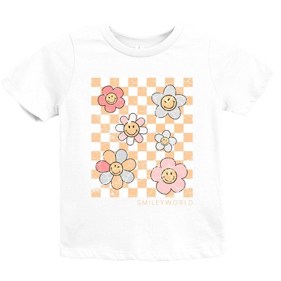 The Juniper Shop SmileyWorld Checkered Floral Distressed Youth Short Sleeve Tee