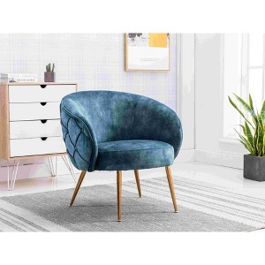 CAVINAS Velvet Accent Chair with Curved Button-Tufted Back and Metal Legs,Cozy Upholstered Living Room Chairs,Reading Chairs for Living Room - 1 of 4