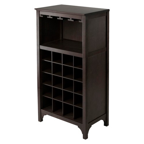 20 Bottle Glass Holder Wine Cabinet Wood/Coffee - Winsome, Brown