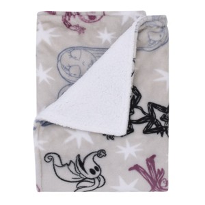 NoJo Disney Nightmare Before Christmas Gray, Purple, and White Super Soft Cuddly Plush Baby Blanket - 1 of 4