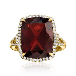 Ross-Simons 13.00 Carat Garnet and .41 ct. t.w. Diamond Ring in 14kt Yellow Gold - 1 of 4