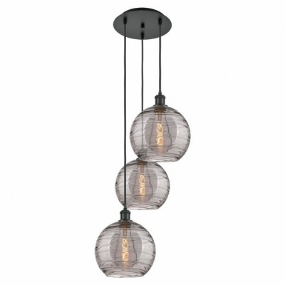 Athens Deco Swirl - 3 Light Cord Hung Multi Pendant In Industrial Style-35.63 Inches Tall and 16.5 Inches Wide