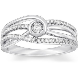 Pompeii3 1 Ct Diamond Multi Row Diamond Woven Right Hand Ring 10k White Gold - 1 of 4
