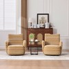 360° Swivel Leisure Chair, Boucle Fabric Striped Armchair with Metal Base, Modern Accent Chair Single Sofa - ModernLuxe - 2 of 4