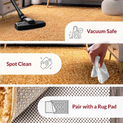 Luxe Soft Yellow Synthetic Shag Rug, 4' x 6', Reversible